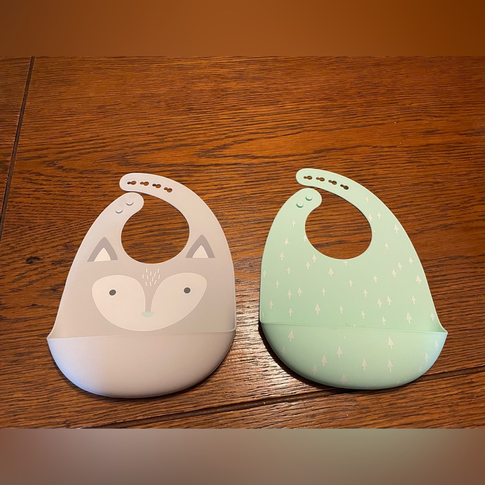 Target Silicone Baby Bibs - Light Gray & Mint Green